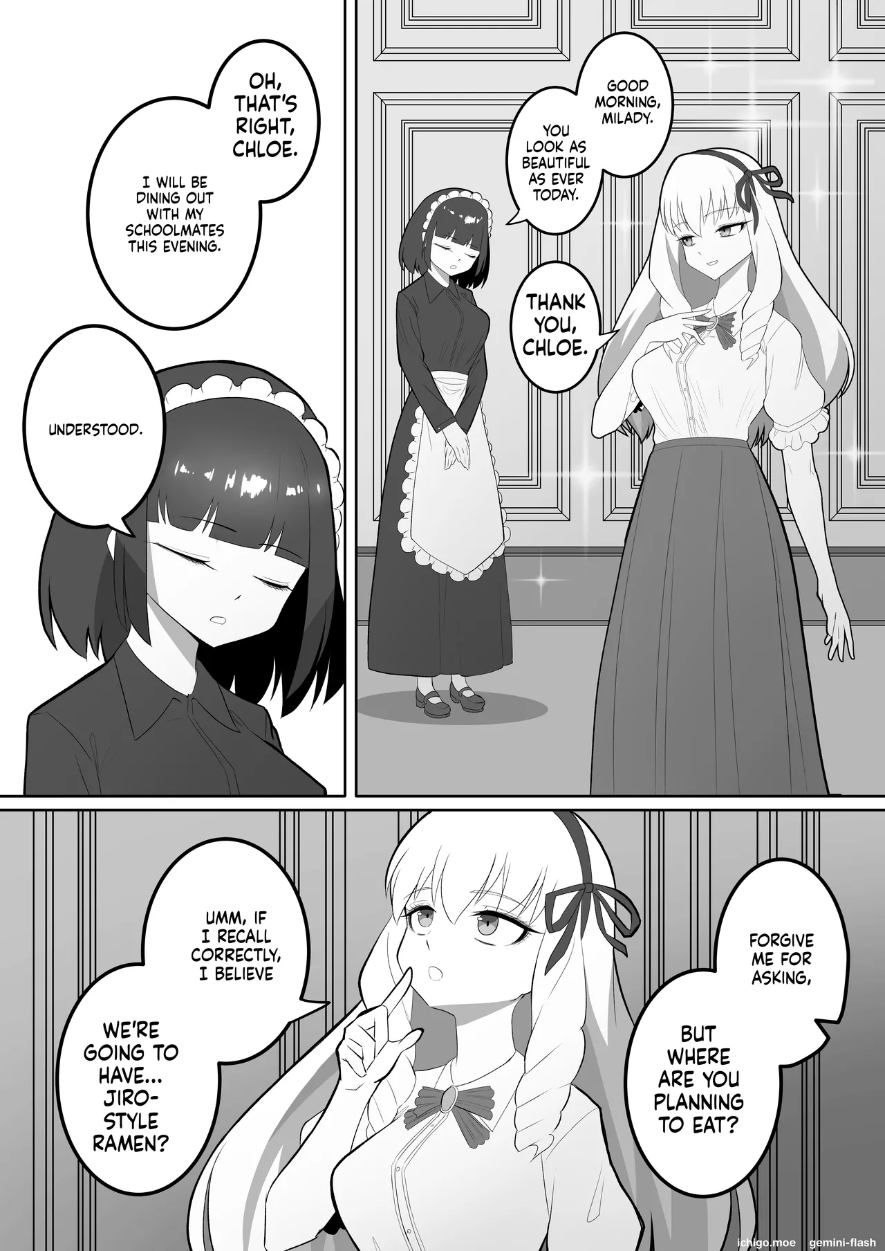 A young lady who gets really fat and her maid who goes crazy